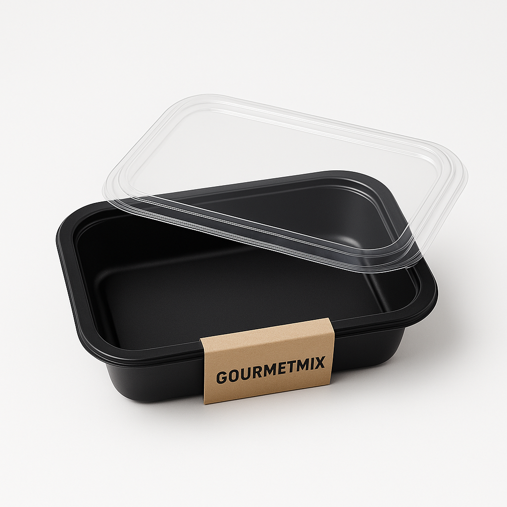 Bandeja negra Gourmetmix con sleeve GOURMETMIX