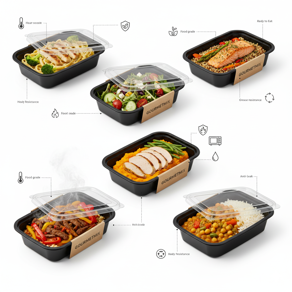 Bandejas Gourmetmix con tapa transparente y etiquetas; beneficios y pictogramas de uso