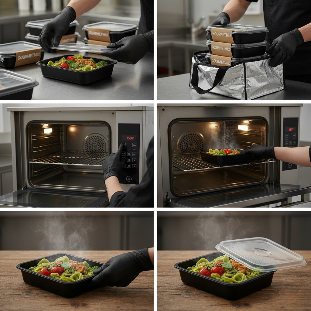 Chef manipulando bandejas Gourmetmix en cocina profesional